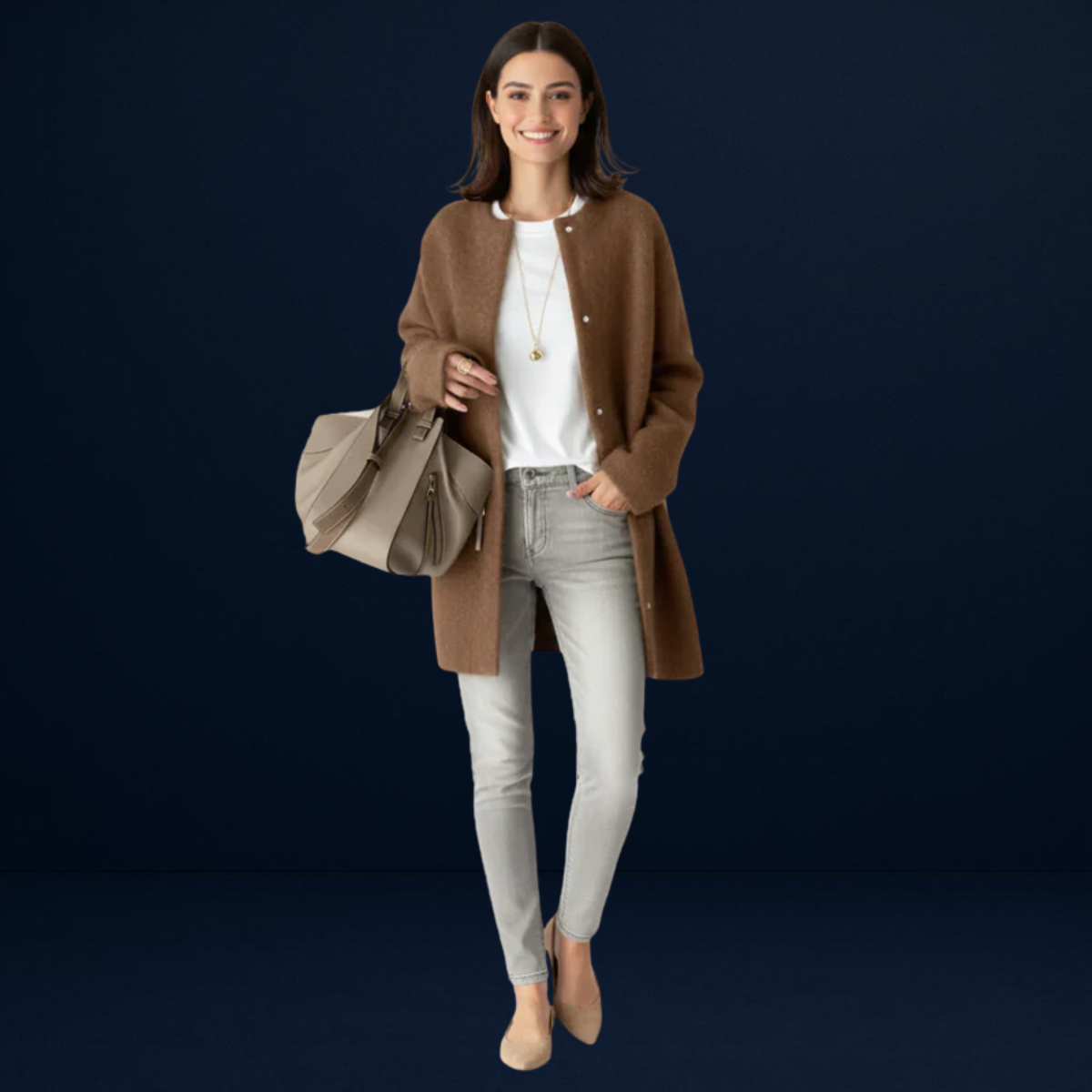 Alessia | Long Coat in Brushed Knit