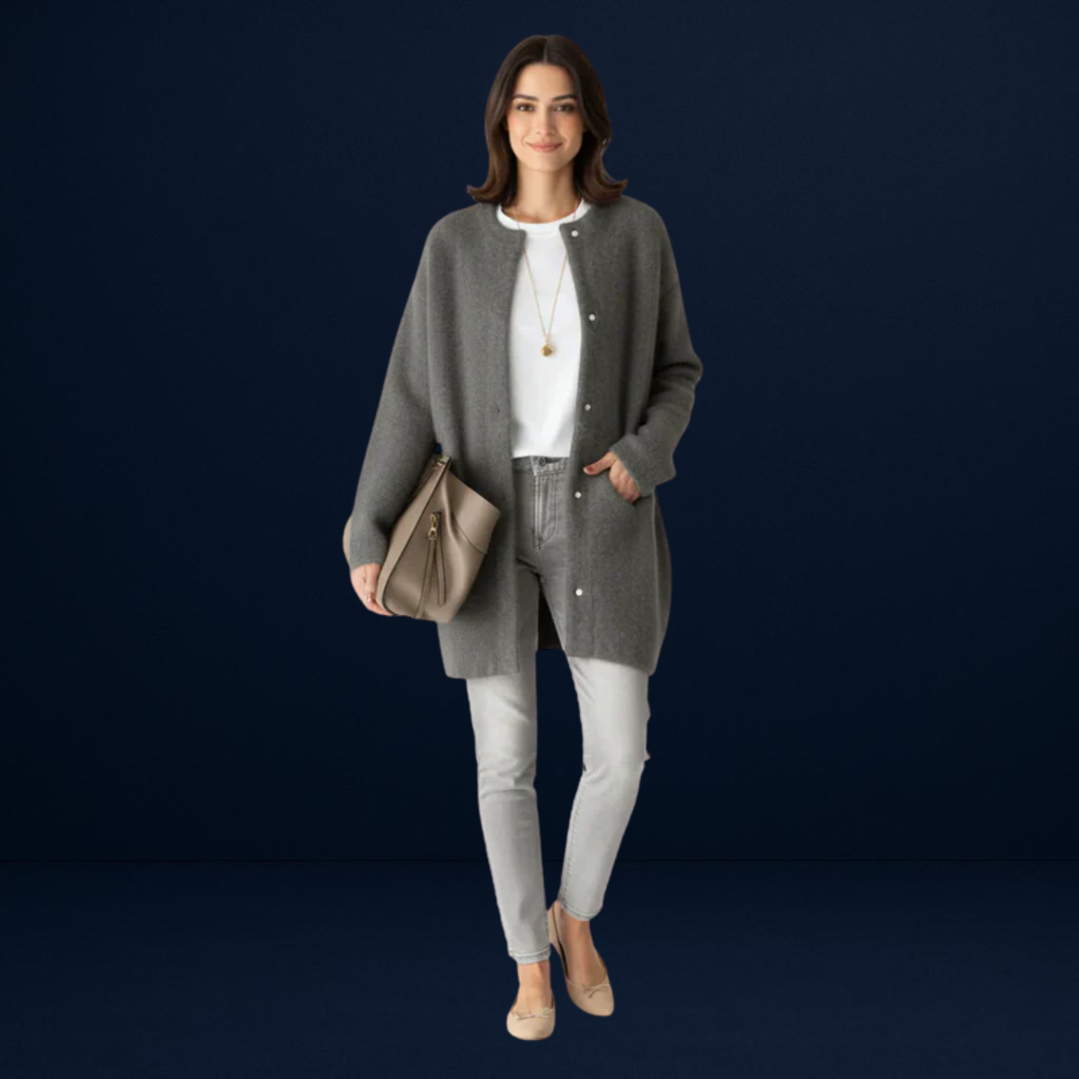 Alessia | Long Coat in Brushed Knit