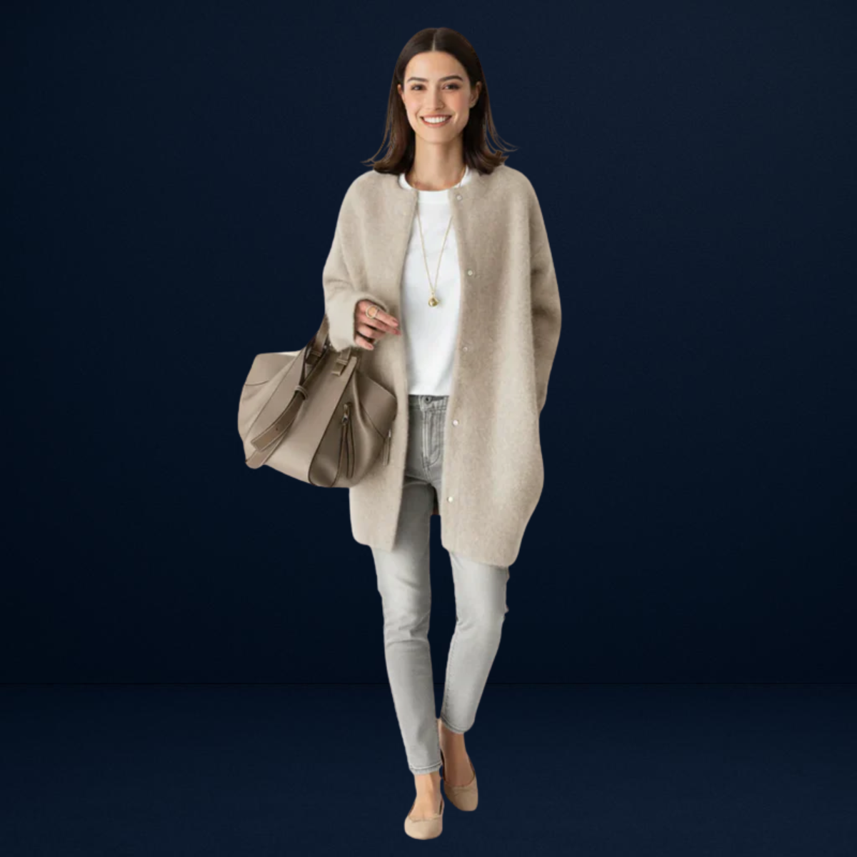 Alessia | Long Coat in Brushed Knit