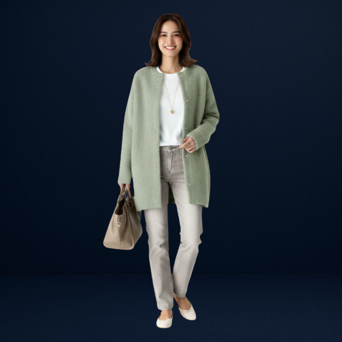 Alessia | Long Coat in Brushed Knit