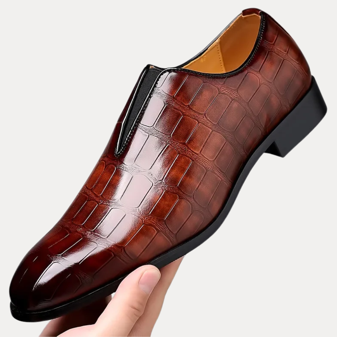 Edward | Crocodile-Embossed Leather Slip-On Shoes
