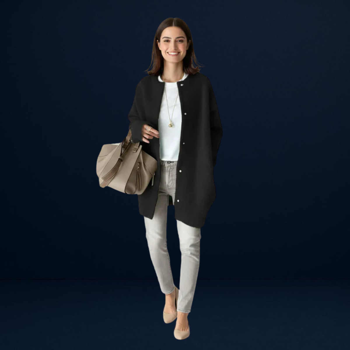 Alessia | Long Coat in Brushed Knit