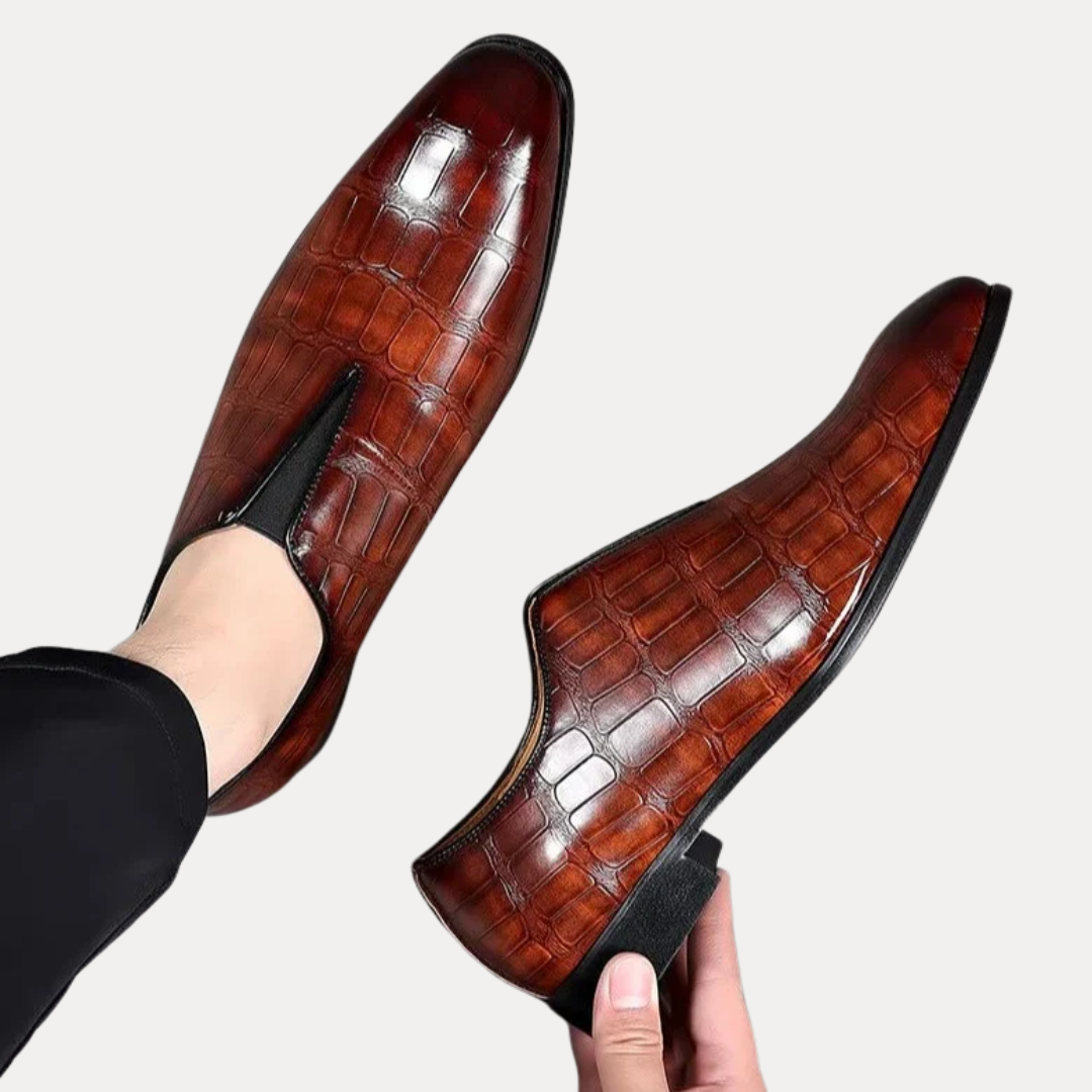 Edward | Crocodile-Embossed Leather Slip-On Shoes