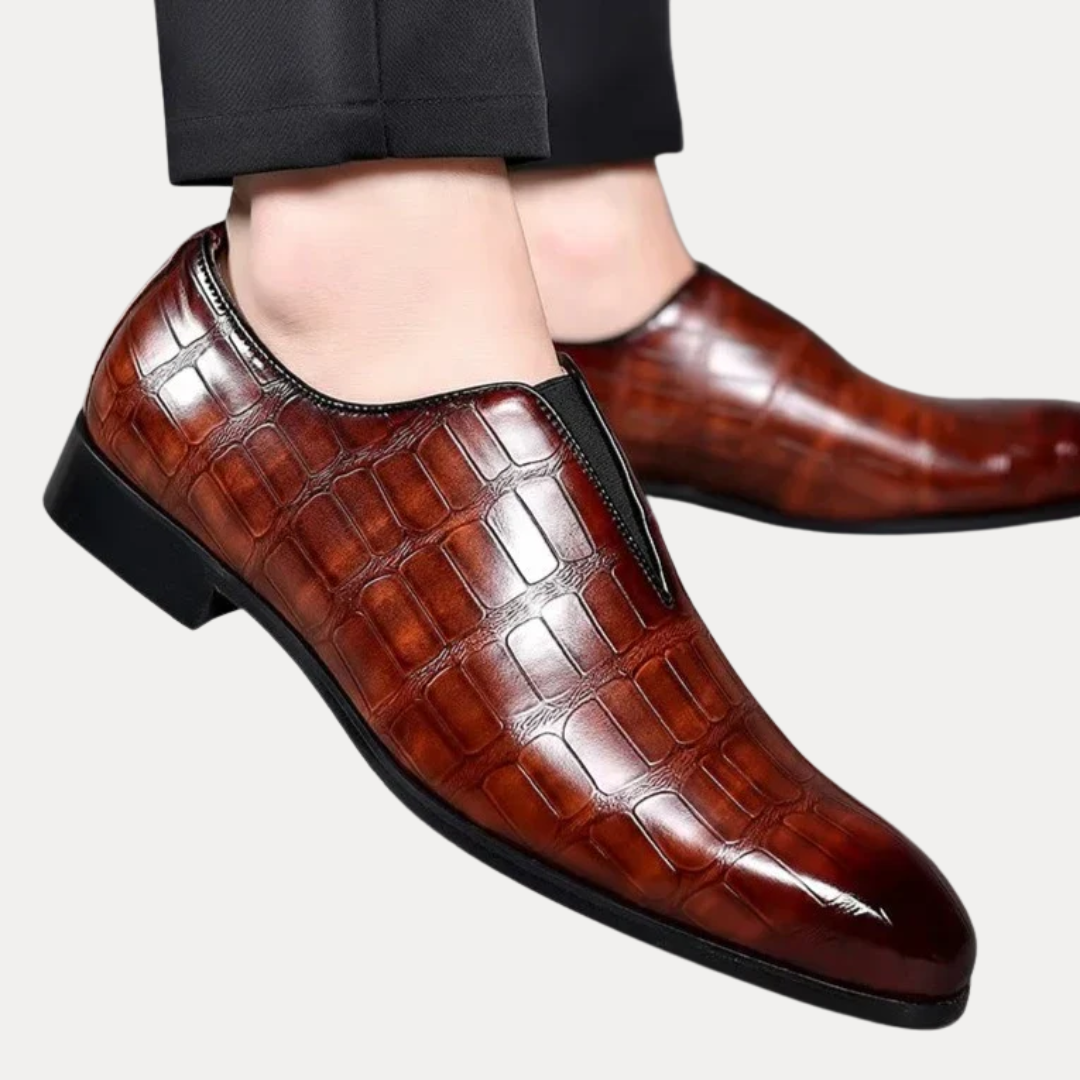 Edward | Crocodile-Embossed Leather Slip-On Shoes