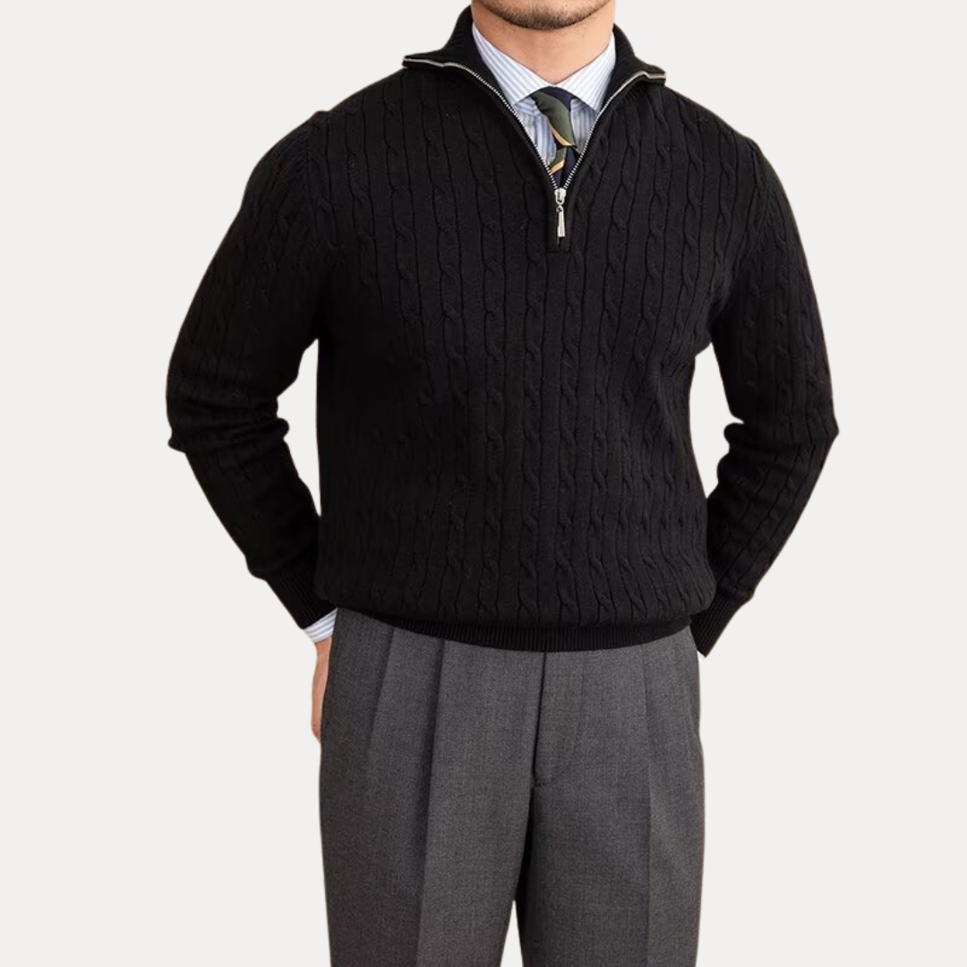 Magnus | Men’s Cable-Knit Half-Zip Sweater