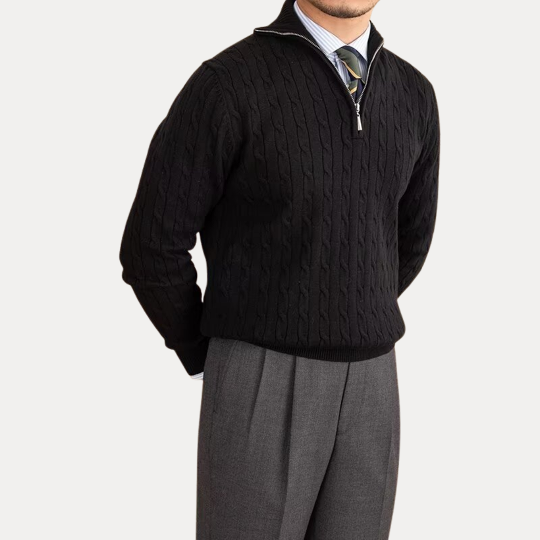 Magnus | Men’s Cable-Knit Half-Zip Sweater