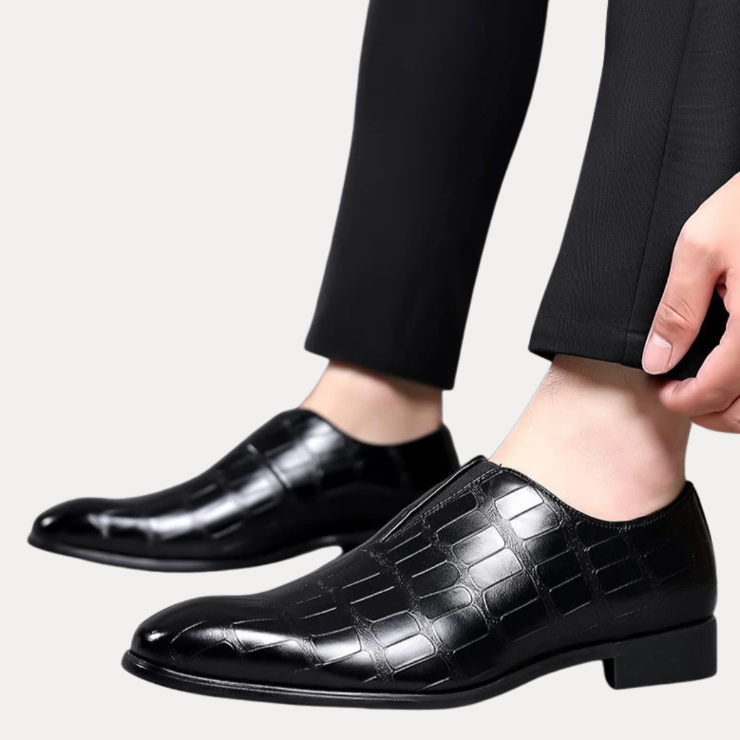 Edward | Crocodile-Embossed Leather Slip-On Shoes