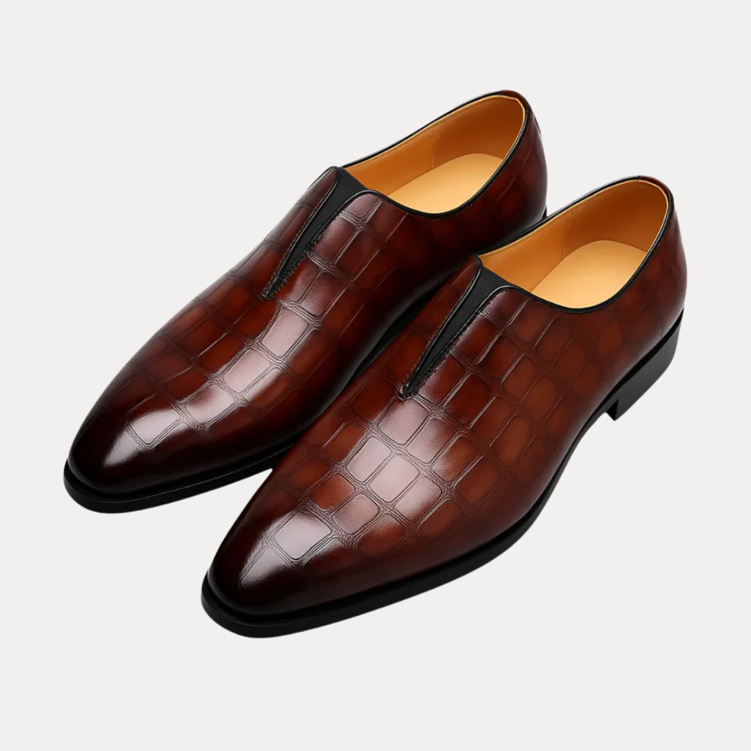 Edward | Crocodile-Embossed Leather Slip-On Shoes